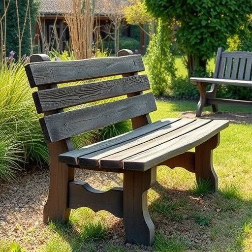 Banco de madeira rüstico para jardim ou varanda.