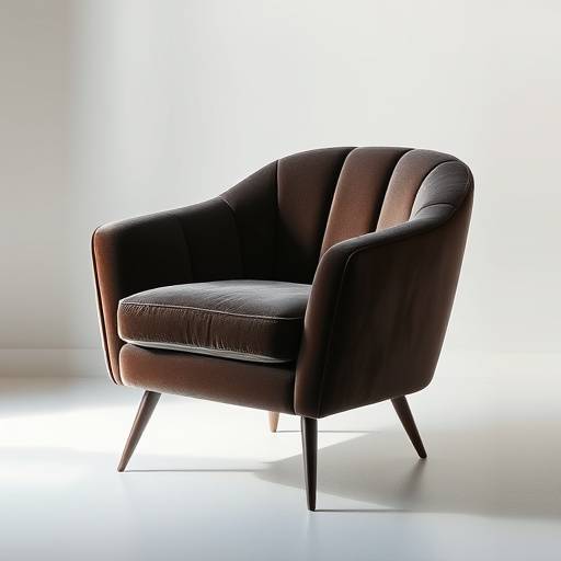 Poltrona confortável de design moderno com tecido aveludado.